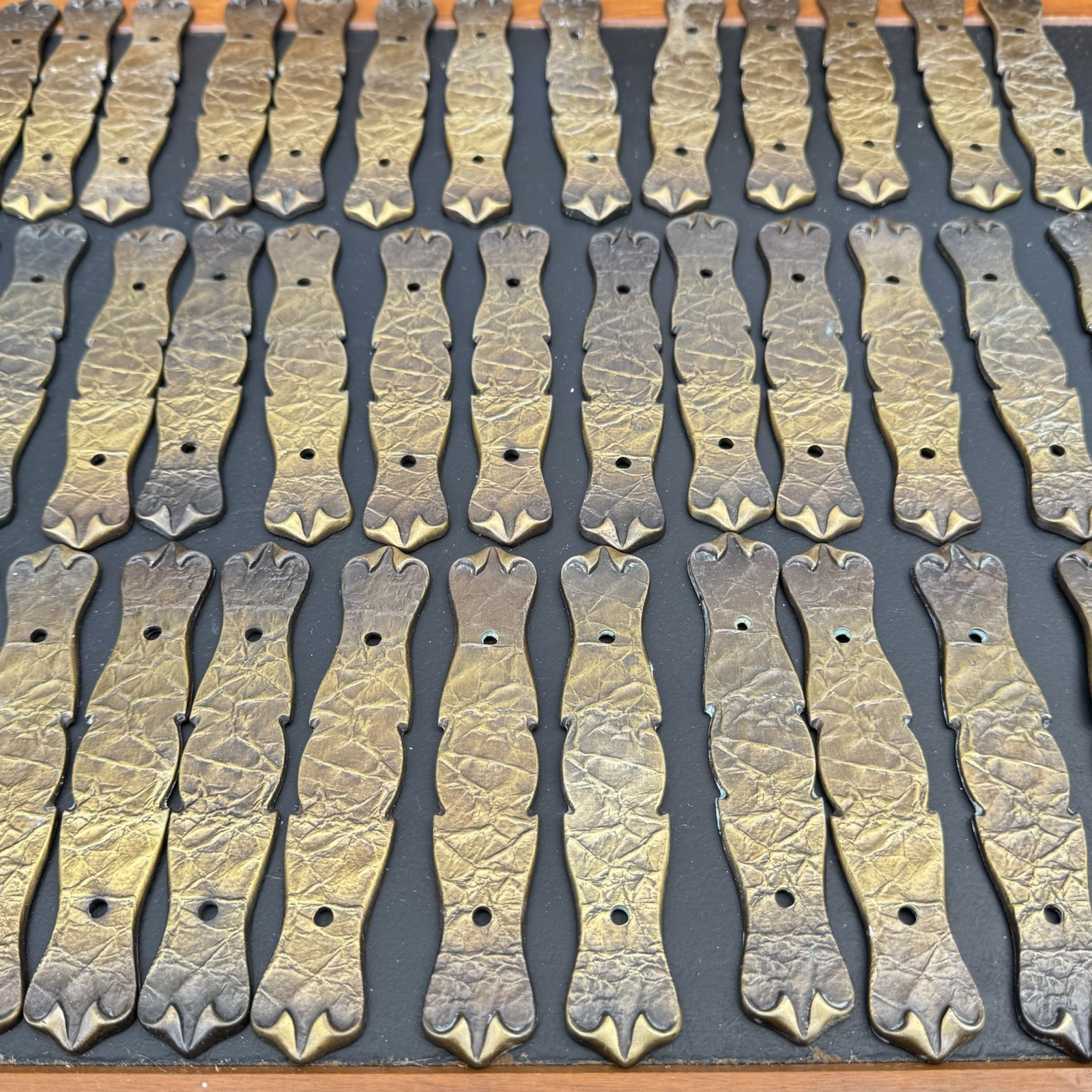 Lot of 54 VTG Amrock 176A-1 Brass Drawer Backplates 3” Ctrs RD 1971 Pat D219425