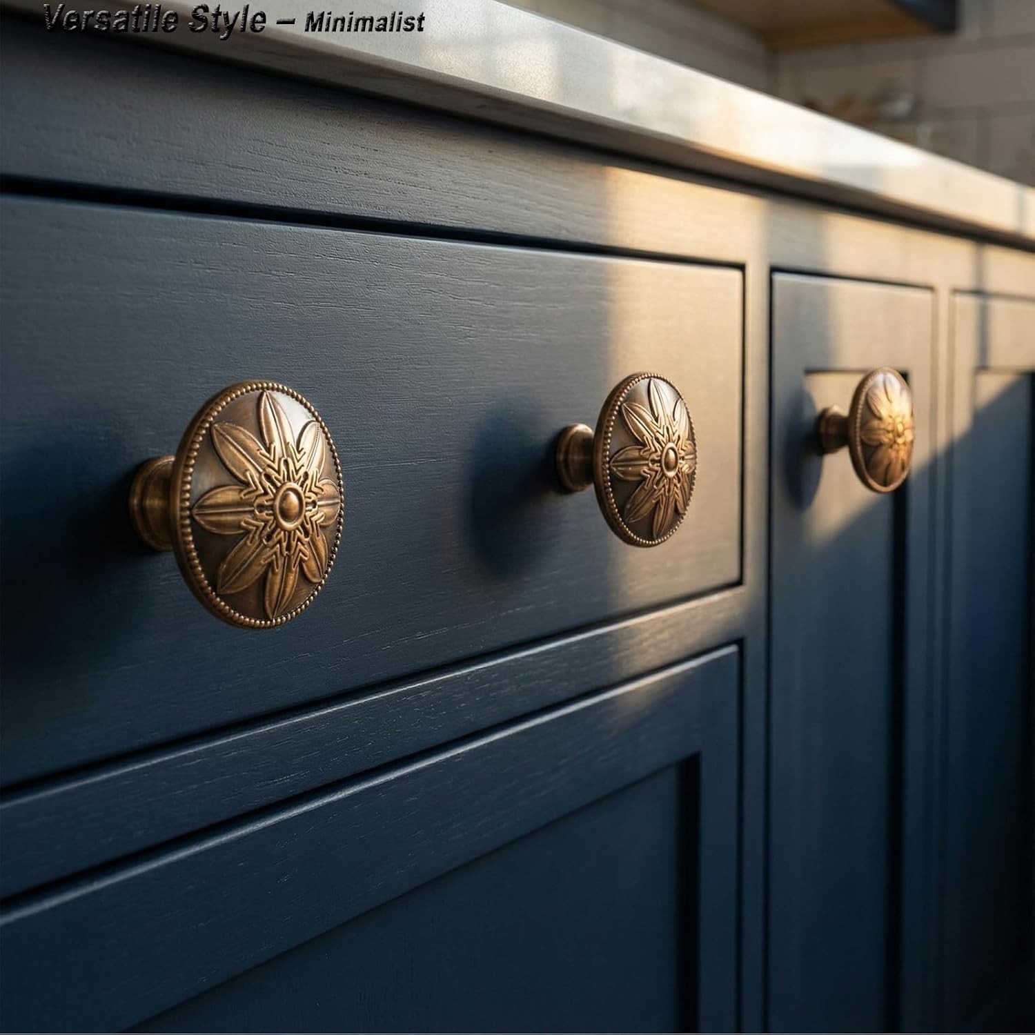 Antique Brass Cabinet Knobs 8 Pack Vintage Round Drawer Pulls for Cabinets