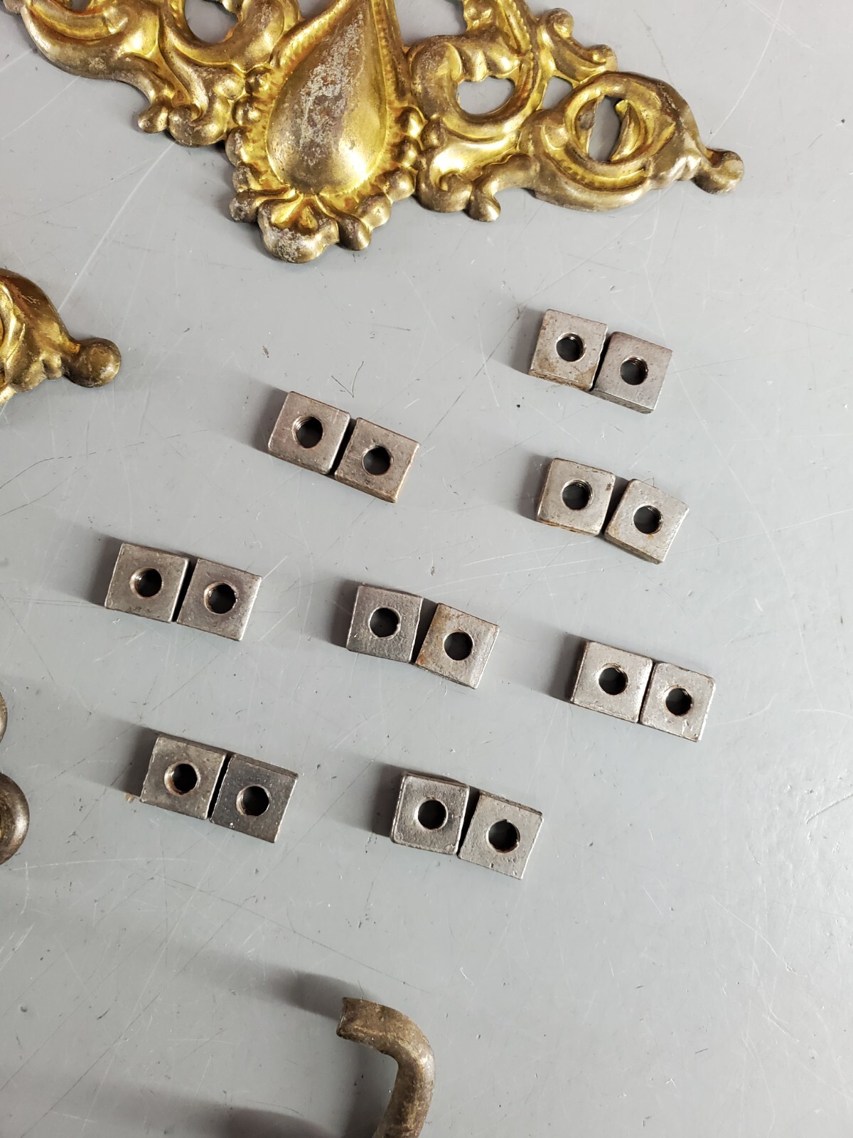 VICTORIAN BRASS DRESSER DROP PULL HANDLES SET LOT 8 ANTIQUE ORNATE DRAWER 1920’s