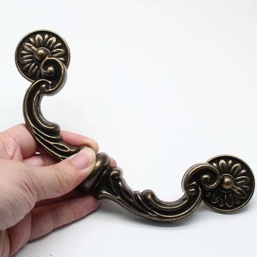 8 Pack Vintage Drawer Pulls 6″ Hole Center Bronze Drop Bail Handles for Cabinets