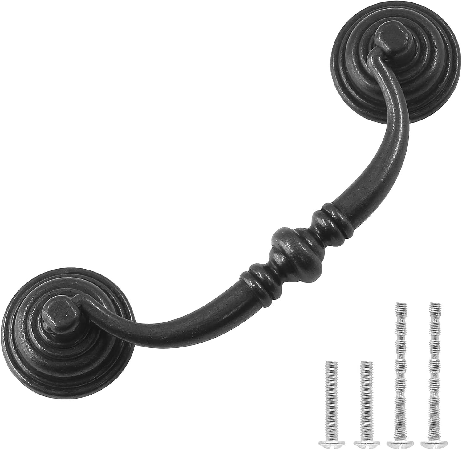 6PCS Antique Drop Bail Pulls, 4.3″ Hole Center Shabby Chic Drawer Pulls Vinta…