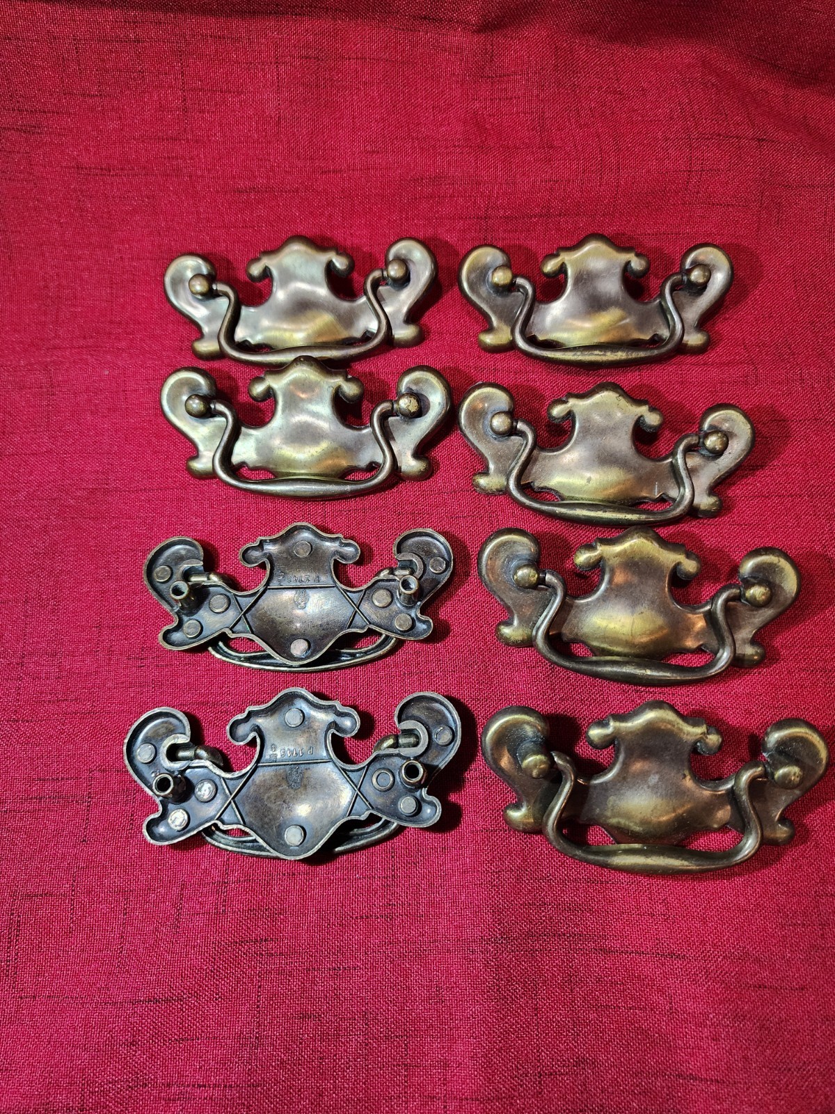 8 Vintage Brass Baldwin Drawer Pulls Batwing Chippendale Style