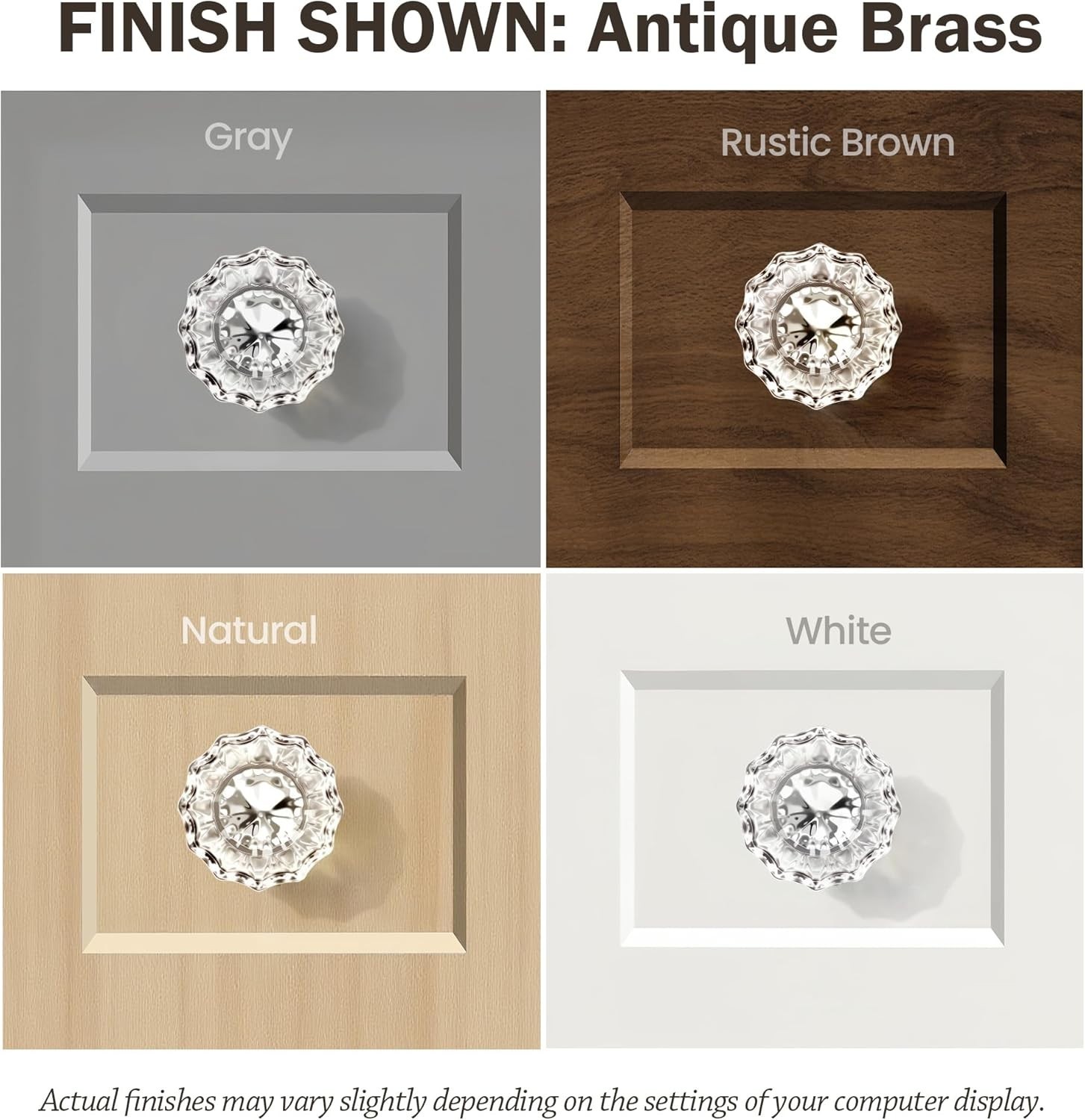 Elegant 8 Pack Antique Brass Glass Cabinet Knobs – Vintage Crystal Design