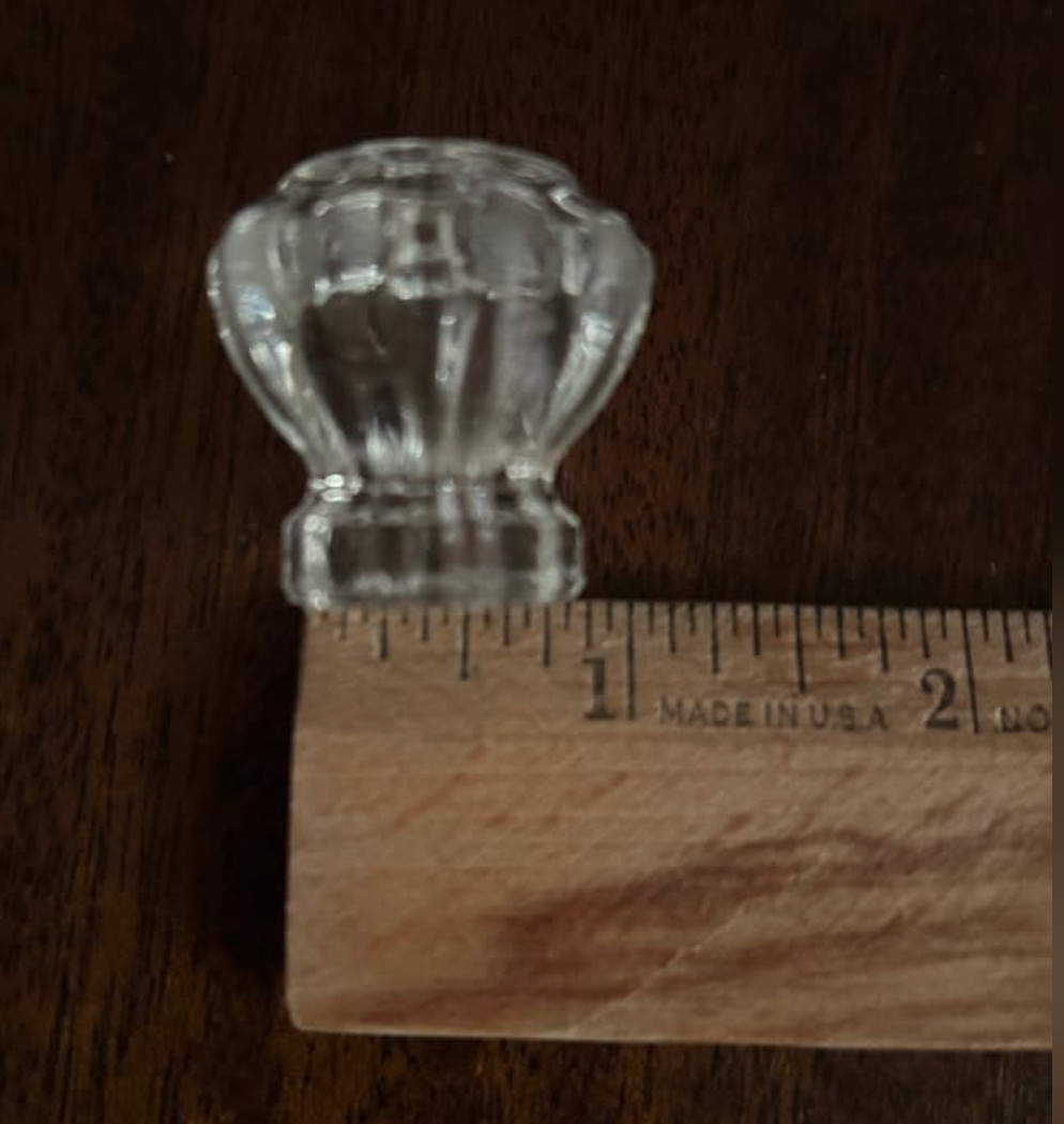 SET 4 1 1/8″L X 1 1/8W Flower Antique Glass Round Drawer Pulls Knob 1920s screw