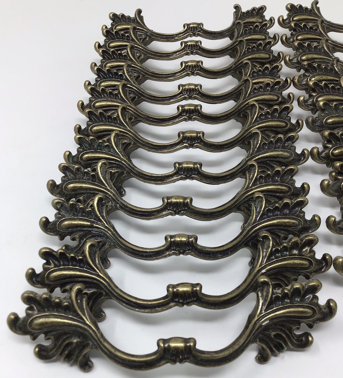 Vintage French Provincial Drawer Cabinet Pull Antique Bronze 3″ Handle Lot of 22