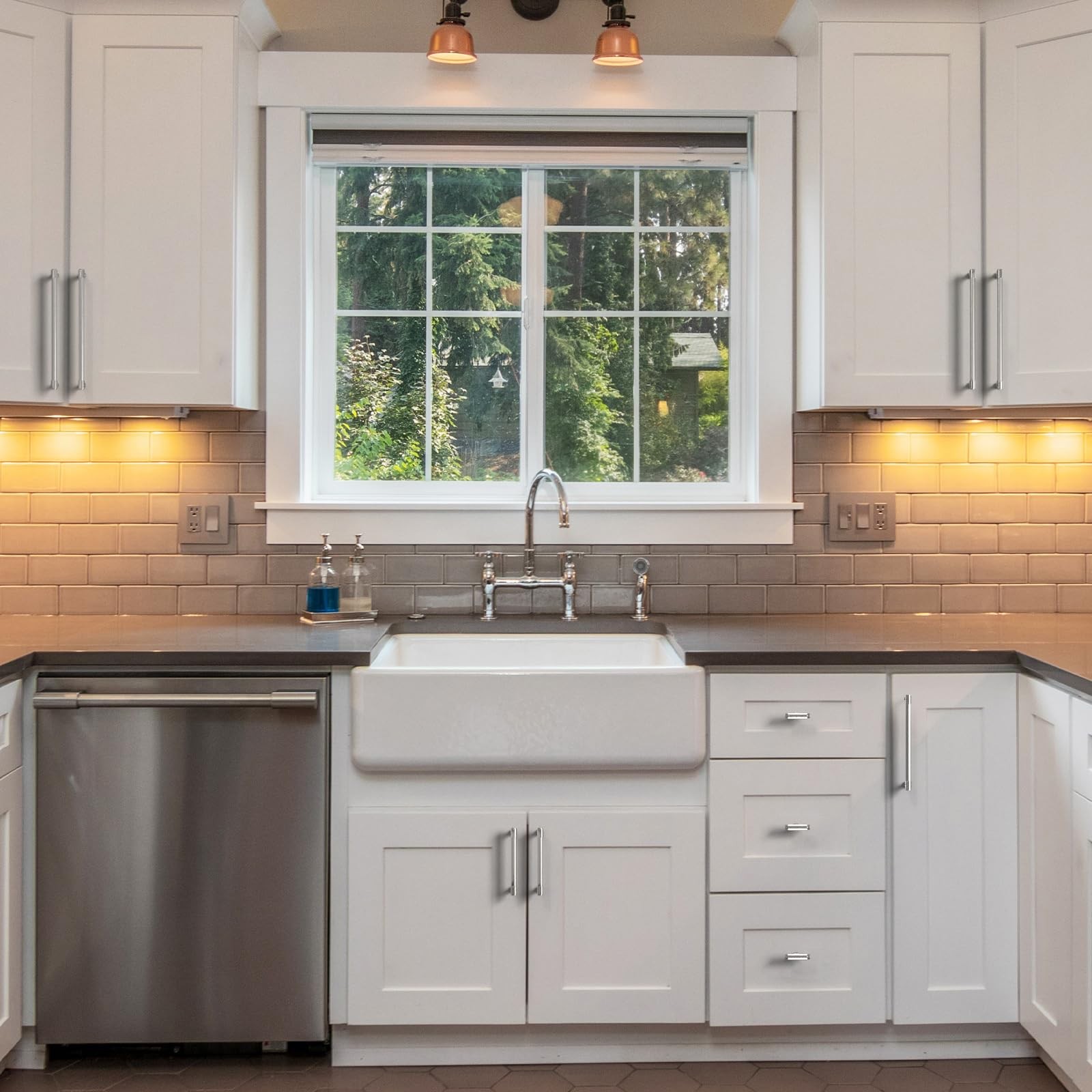 9Build 10 Pack Knurled Cabinet Pulls 7.5 Inch Brushed Satin Nickel Kitchen