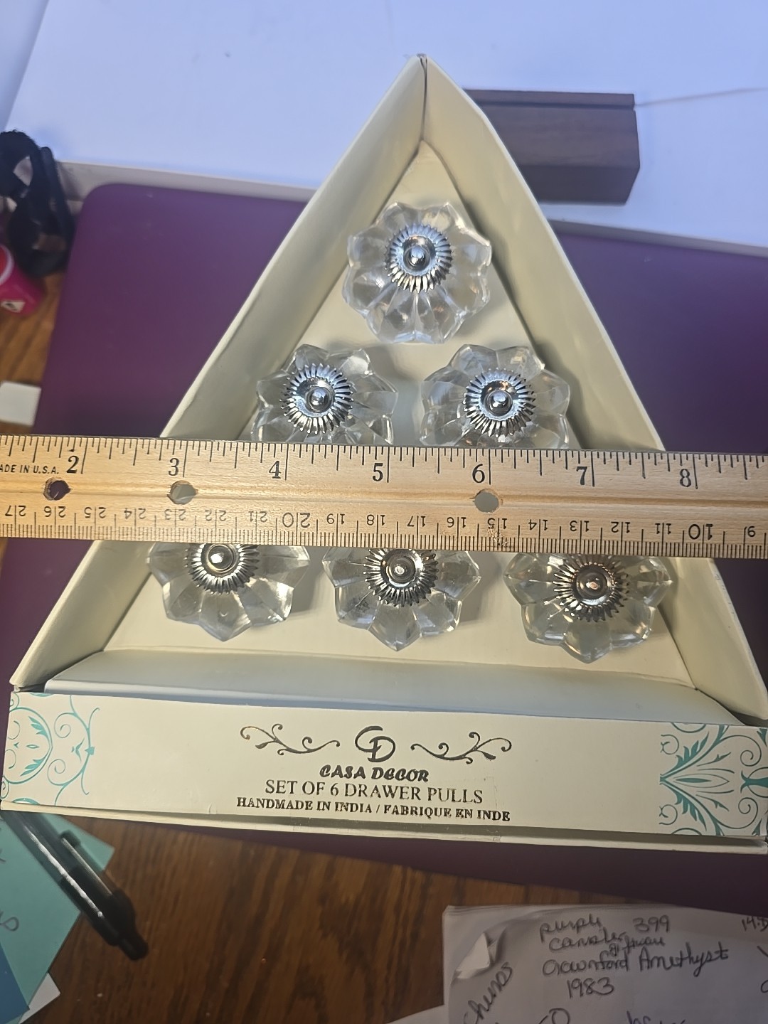 Antique Style Glass Drawer Pull Handle Clear Faceted Cabinet Knobs Silver Accent