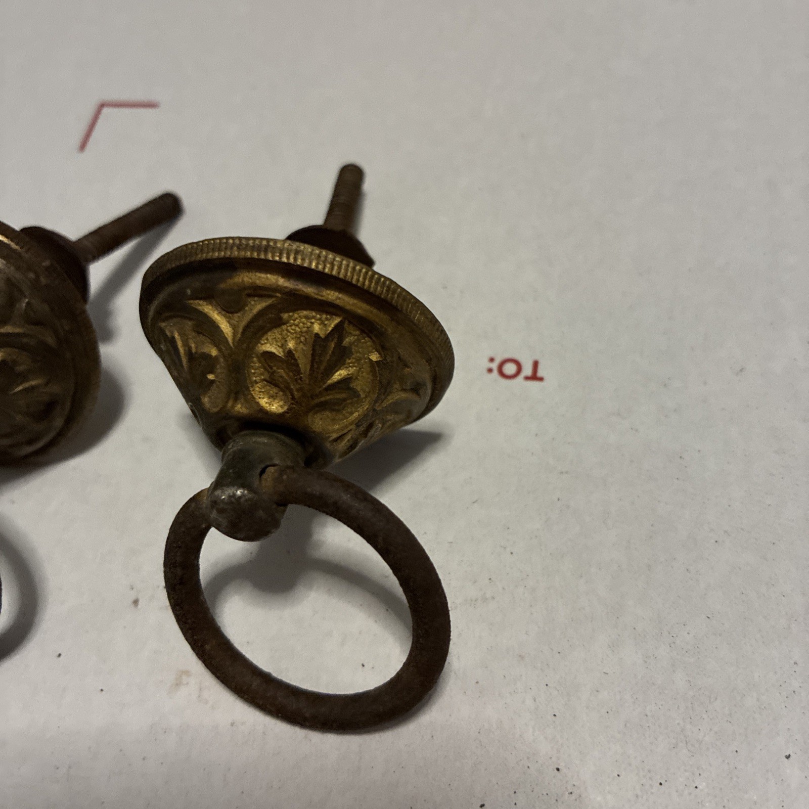 Vintage/Antique Drop Ring Pulls Door Dresser Handles Furniture Hardware Lot of 2
