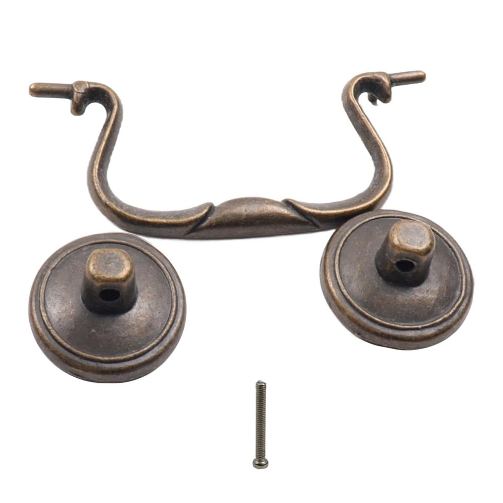 6 Pcs Antique Bail Handle Drop Pulls Vintage Bronze Drop Bail Drawer Pulls Cabin