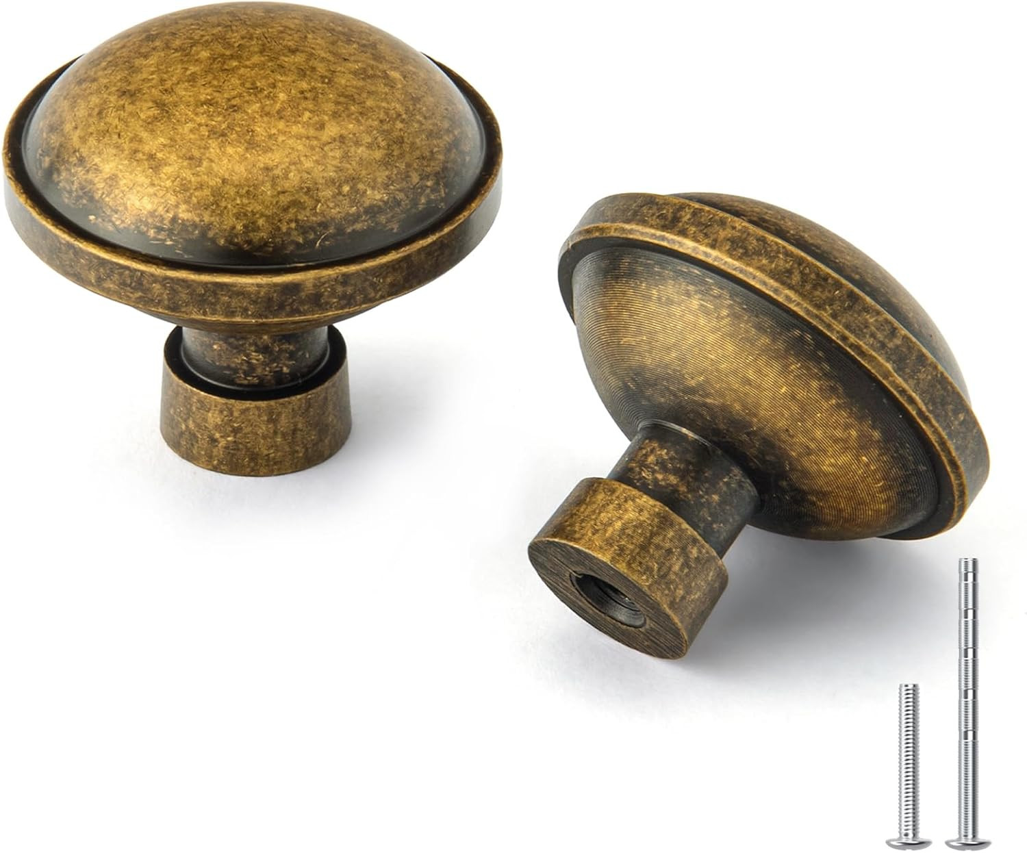 30 Pack Antique Brass Cabinet Knobs 1-1/4″ Vintage Drawer Pulls Zinc Alloy Handl