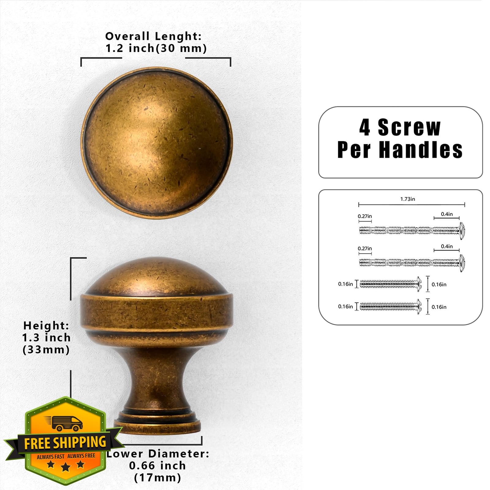Talentedeco 10 Pack Antique Brass Cabinet Knobs Drawer Pulls Hardware