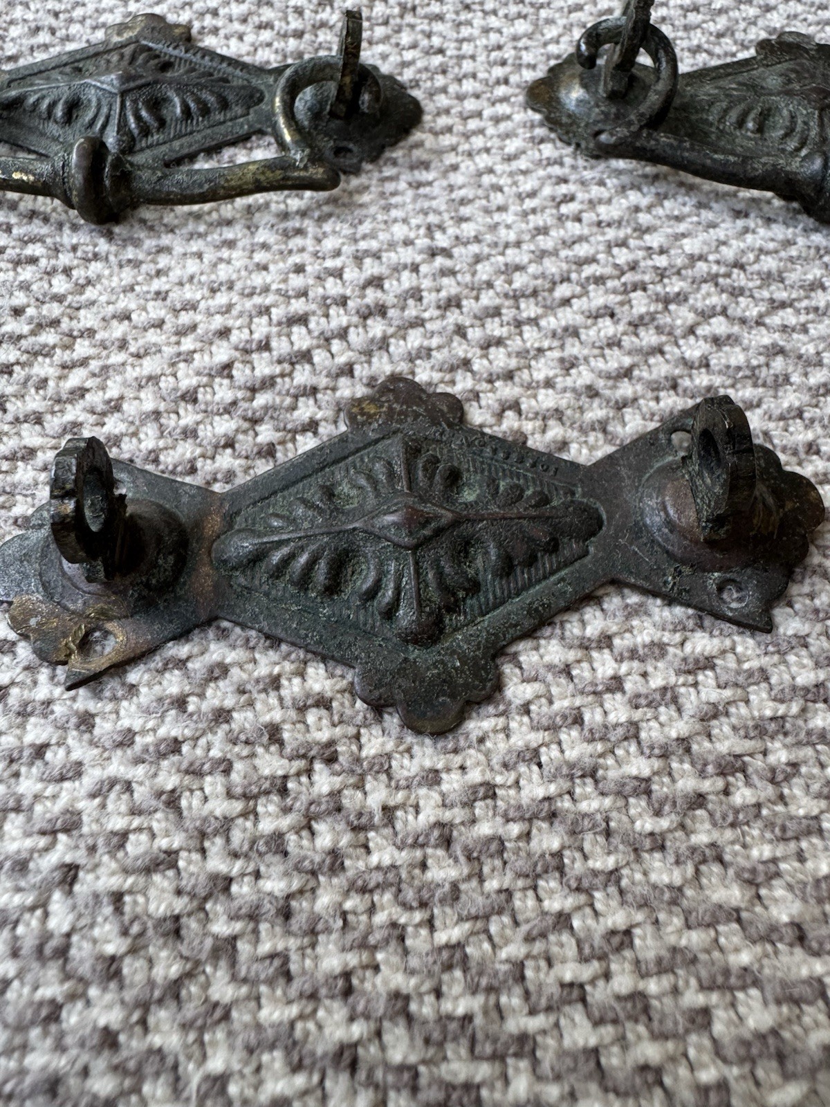 Lot of 9 Antique Dresser Drawer Pulls Handles Brass Bronze & Bronze Tone “1812”
