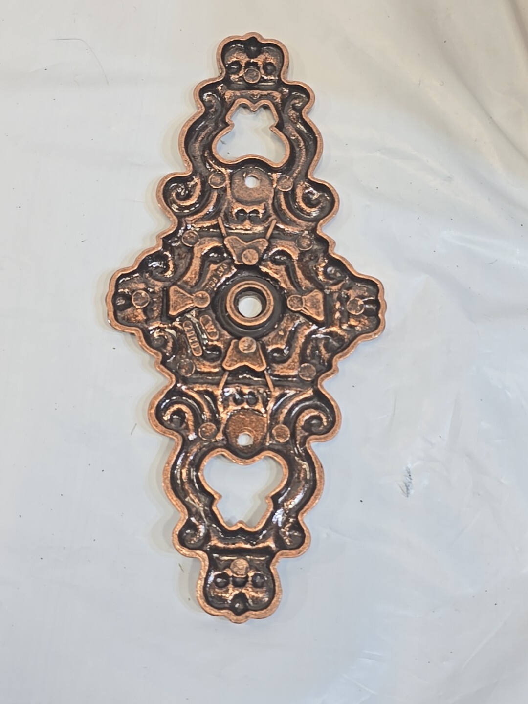 1970s Hyer Ornate Brass Cabinet Door Plate Large Hollywood Regency Vintage MCM
