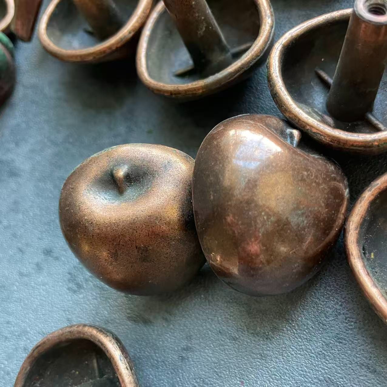 32-Lot Vintage 60s AJAX Copper Fruit Cabinet Knobs Drawer Pulls Made in USA MCM