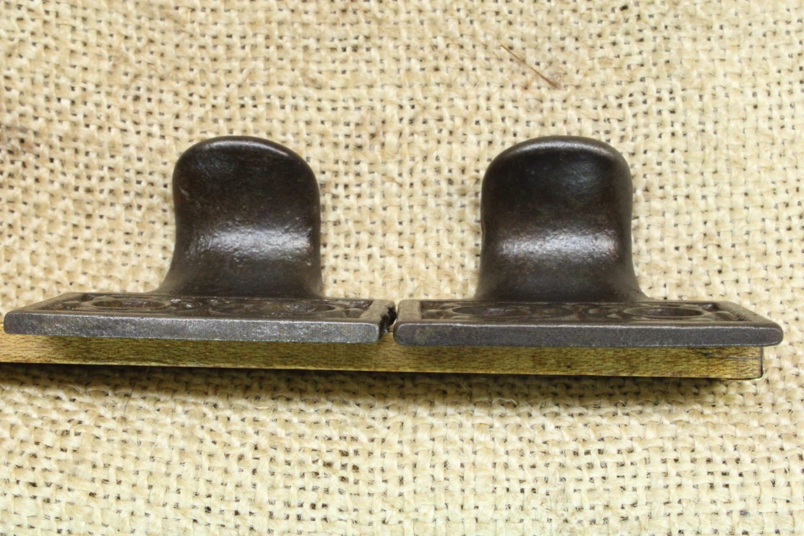 2 Old Window Sash Lifts Pulls Restored Cast Iron Ornate Victorian Ferns Scroll