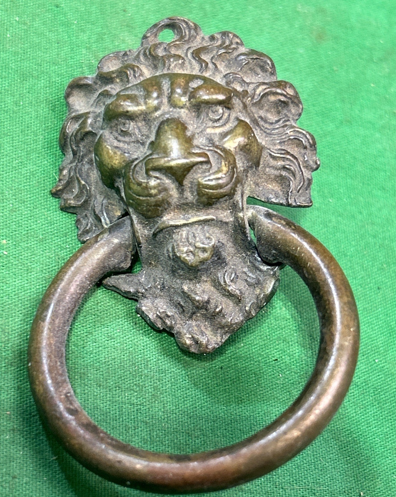 VINTAGE BRASS LION HEAD DRESSER CHEST DRAWER CABINET RING PULL