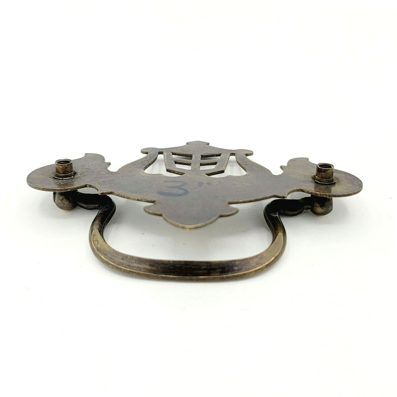 Vintage Steel Drawer Pull Bronze tone Salvage Hardware SINGLE ONLY 3″ 0030