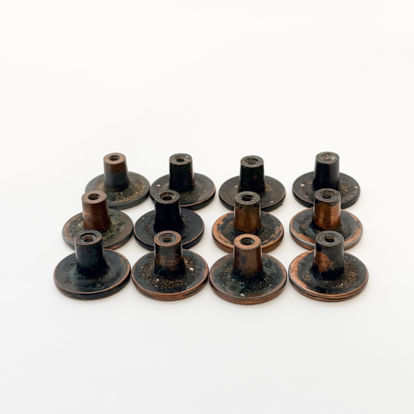 Lot of 12 Vintage Bronze Tone Cabinet Door Drawer Round Knob Pull Handle 1 1/8″