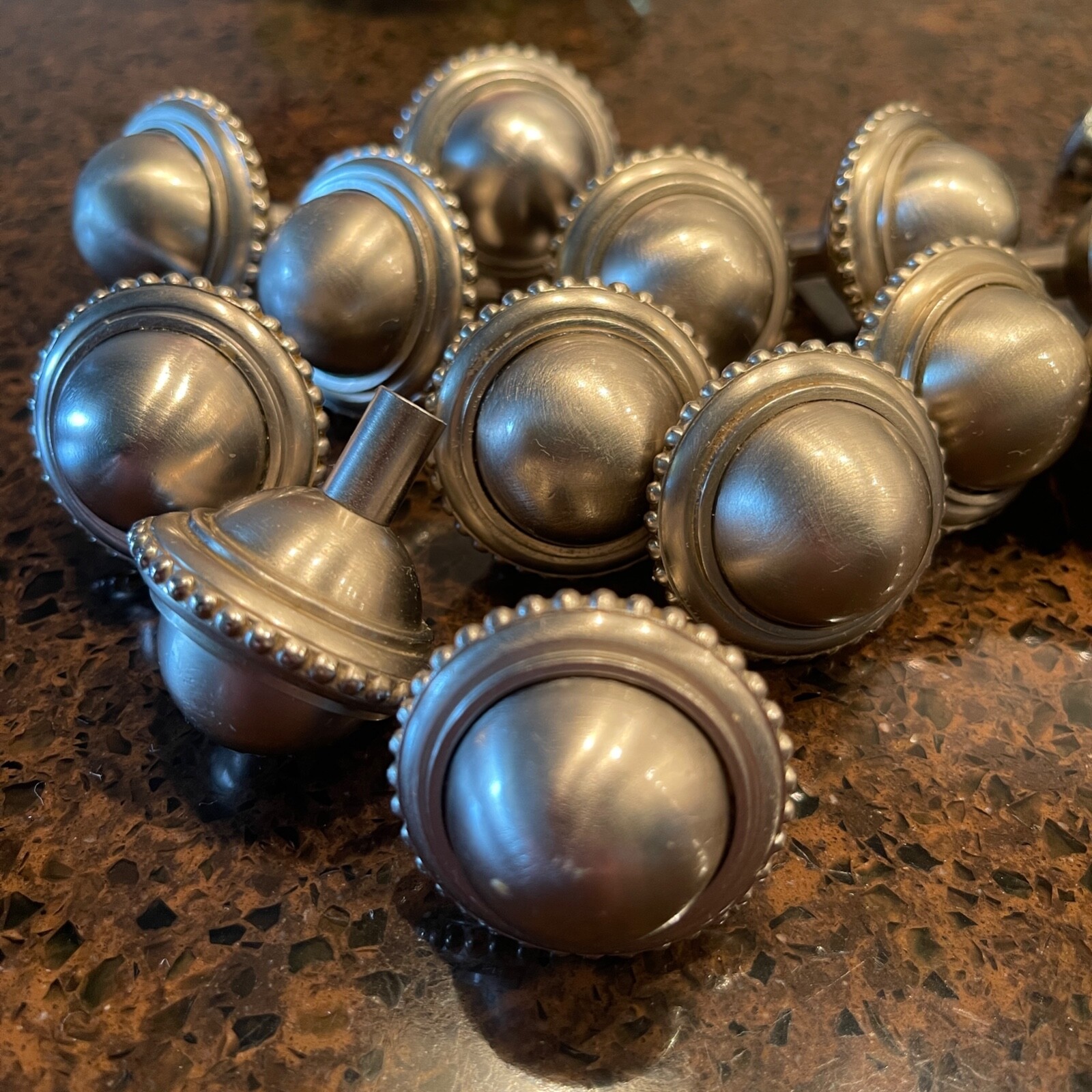 Sherle Wagner International Beaded Cabinet Knobs Brushed Nickel – Set of 13
