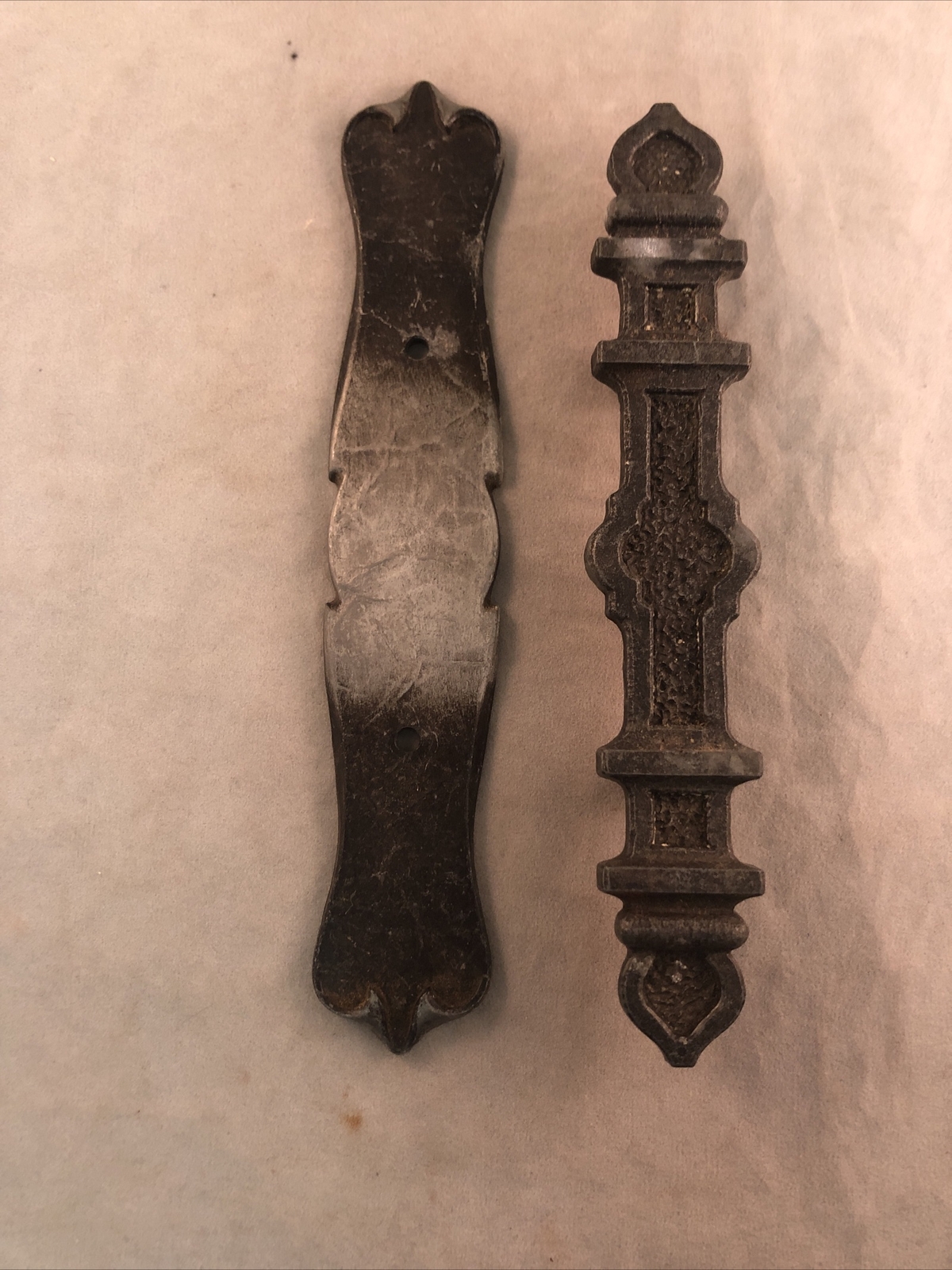 1 Vintage 6 3/4” Gothic Metal Dresser Cabinet Drawer Pull Handle Back Plate 9588