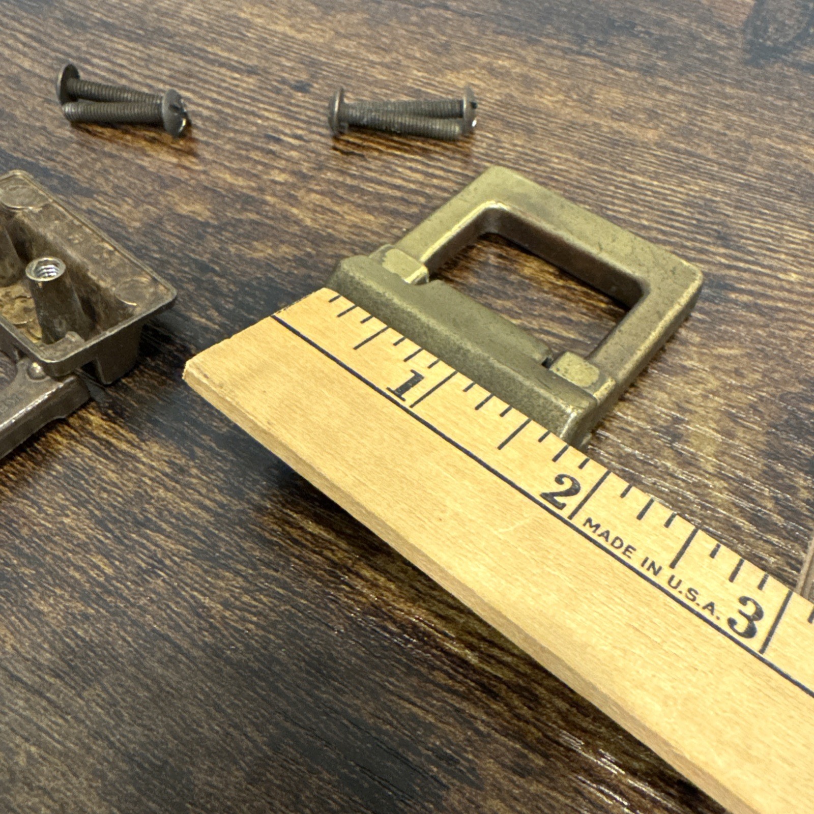 Drexel Woodbriar Drawer Pulls 2 Square Brass Vintage Bail Dresser Hardware Pair