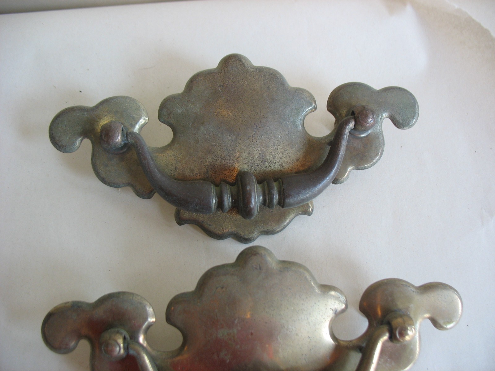 S/6 Batwing Chippendale brass plated drawer pulls 3 1/2″ centers Salvage