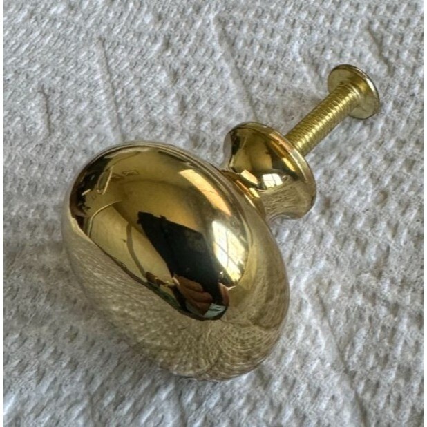 Solid Brass 1 1/4″ Polished Mushroom Shaped Drawer Pull with Screw