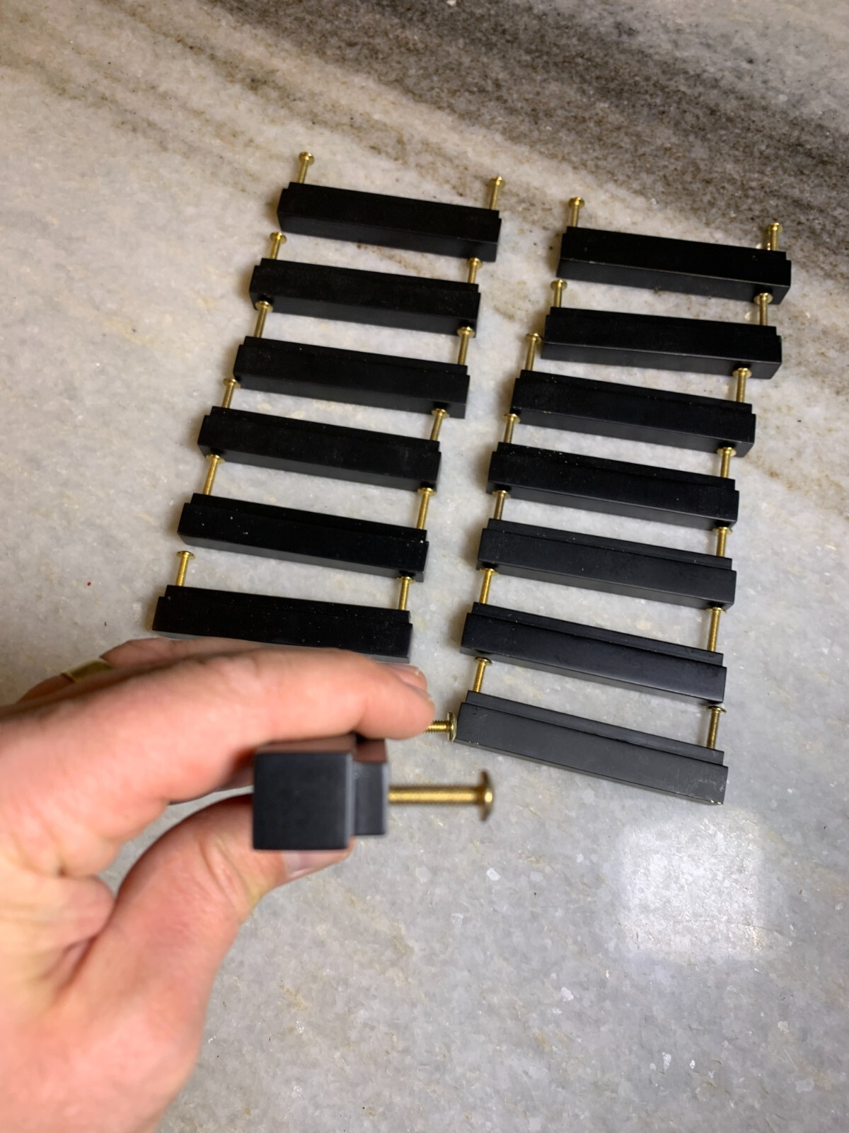 14 Heavy Duty Solid Brass Black Square Rectangle Rectangular Bar Knobs Pulls