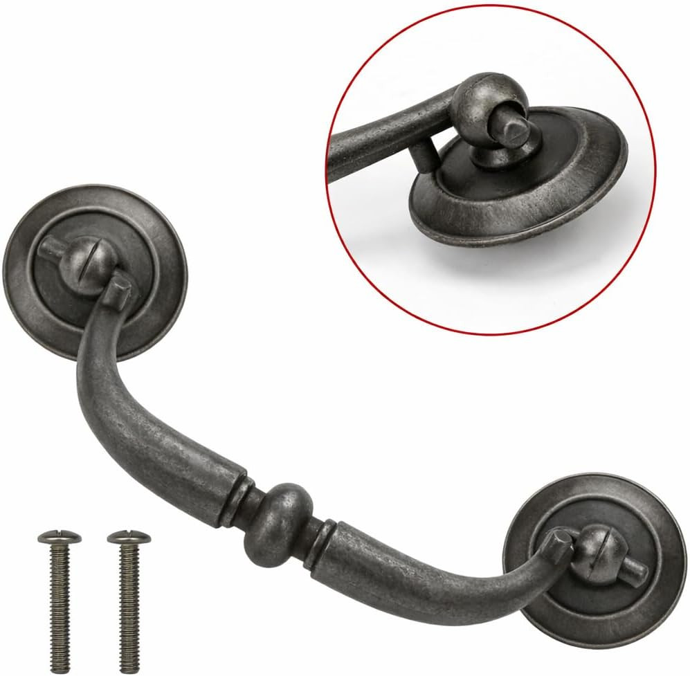 3.25″ Drawer Pulls Vintage Style Bail Drop Handles 82mm Antique Dark Brass Retro