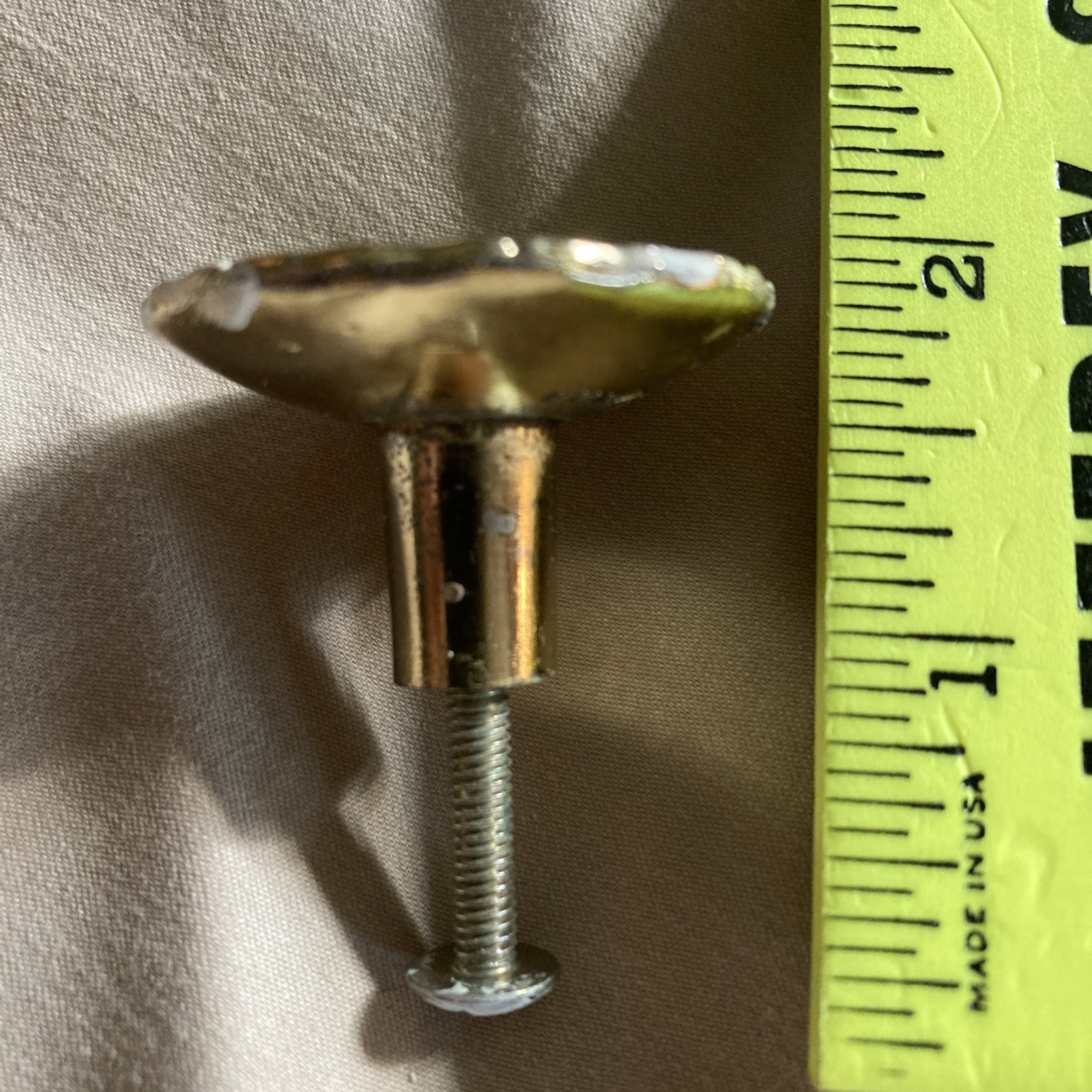2 Vintage Brass Ajax Drawer Pulls Cabinet Knobs Pearlescent Green Gold Trim