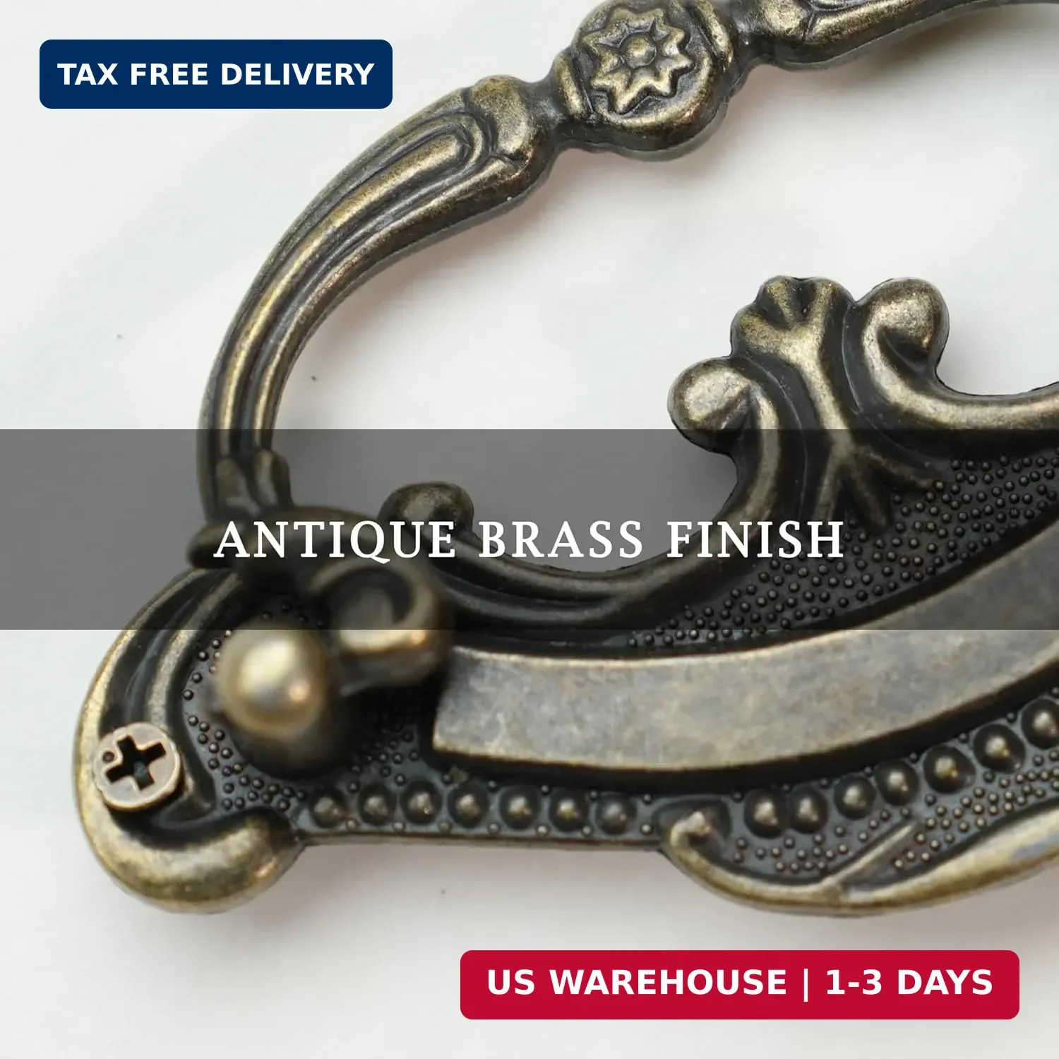 8 Pack Antique Bronze Baroque Style Drop Bail Drawer Pulls, 2 Inch Hole Center V