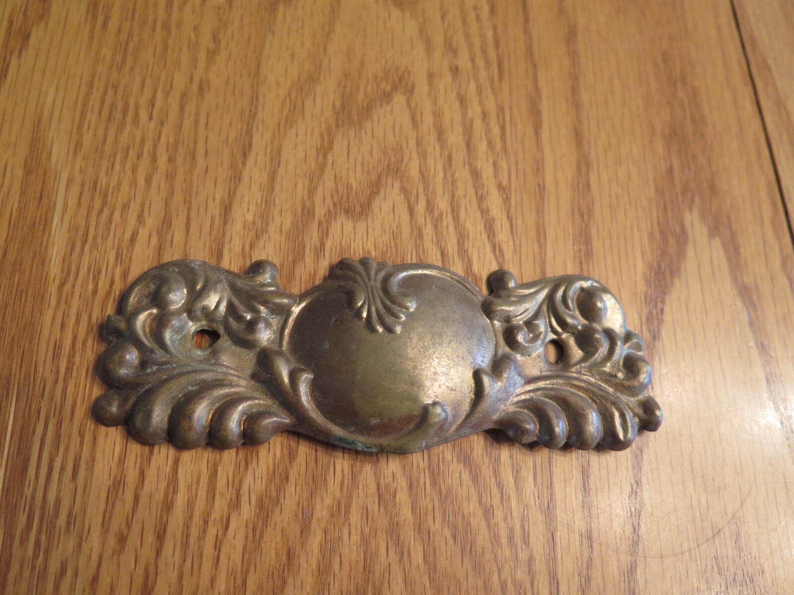 3 Vintage Brass? Dresser Cabinet Drawer Back Plate? Hardware Lightweight Salvage
