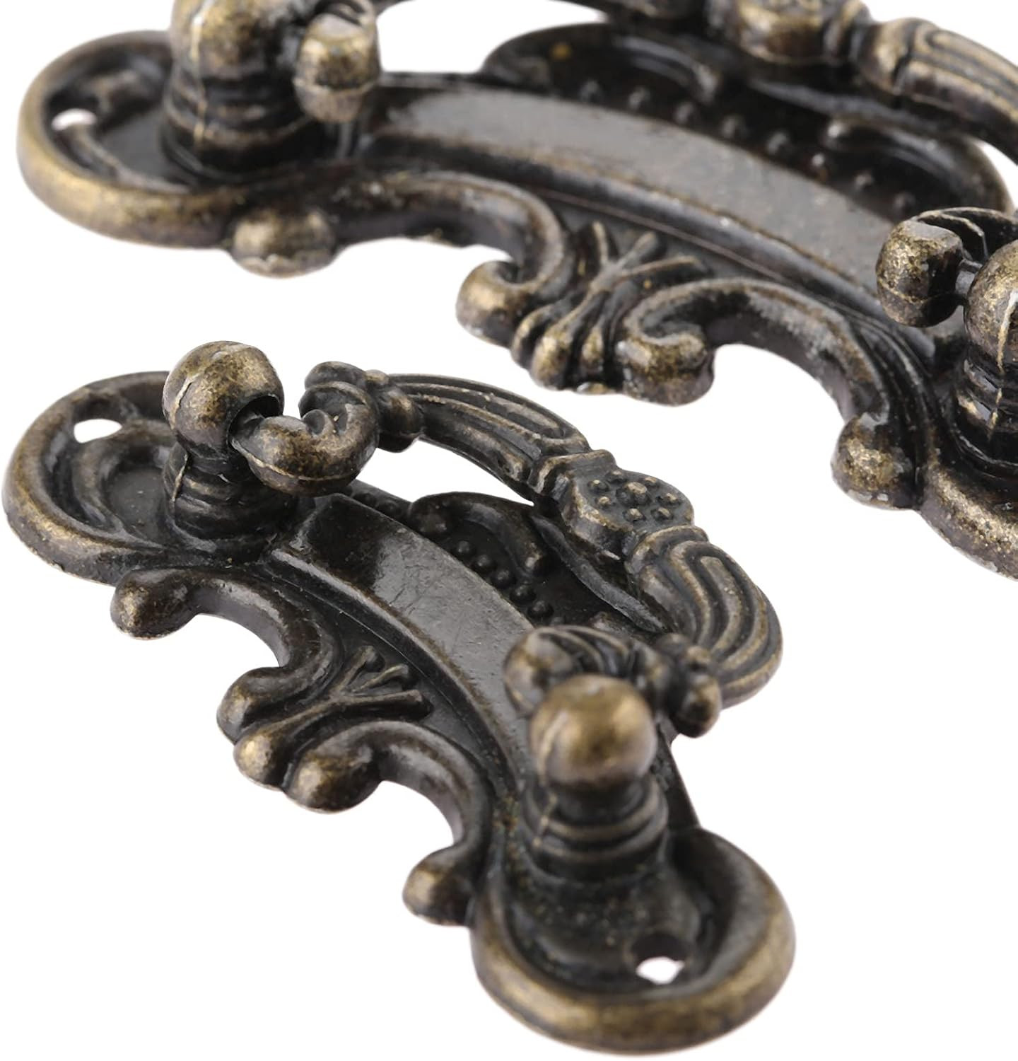 2-Pack Vintage Antique Bronze Pull Handle for Drawer Jewelry Box Kitchen Cabinet