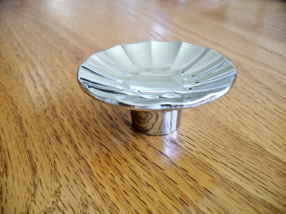 Vintage Nos 2″ Chrome Drawer Stardust Knob Concave Fluted Face Cabinet Handle