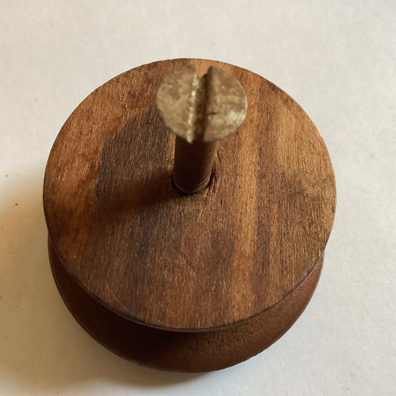 Really Nice Single Antique 2” In. Walnut Wood Drawer Pull With Screw .