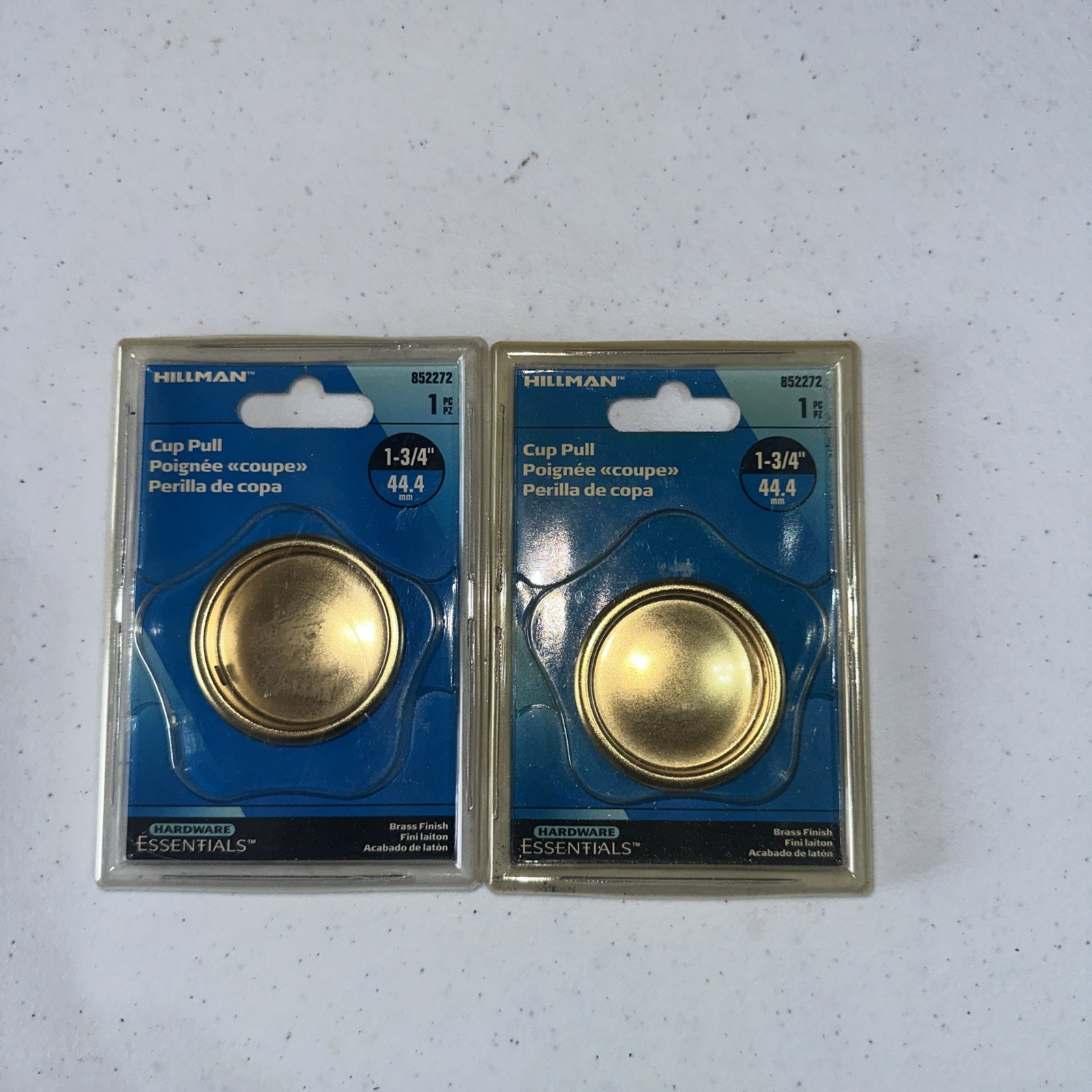 Cup Pull 2-3/4” Nickel, 2-3/4” Brass, 2- 1 3/4” Brass, 2- 2 1/8” Nickel