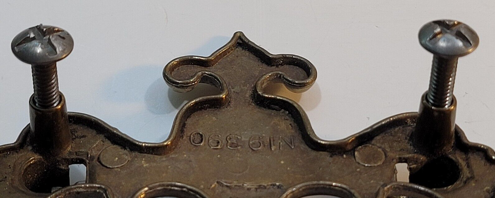 Vintage Brass Drop Bail Pull Handle Drawer w Bolts 2.5 inches between bolts