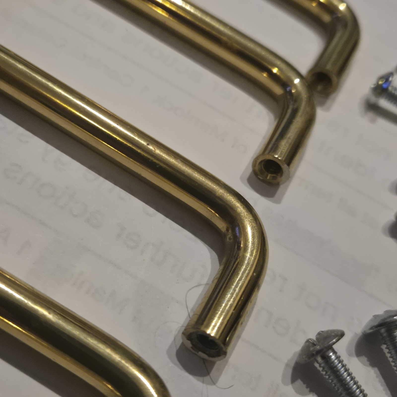 Lot of 10 Solid Polished Brass 3 Inch Drawer Pulls with Screws