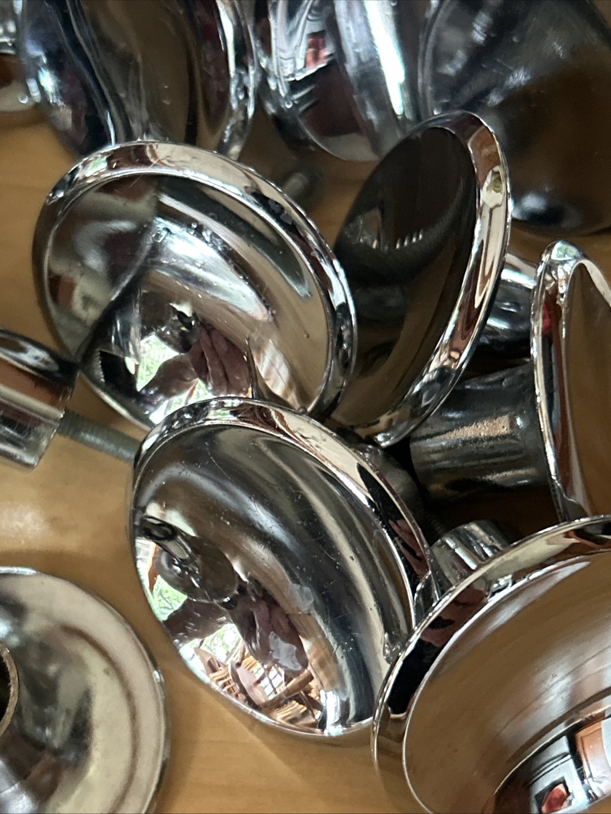 42 Vintage 1960s AJAX Chrome Beveled Concave 2″ Round MCM Pull Knobs