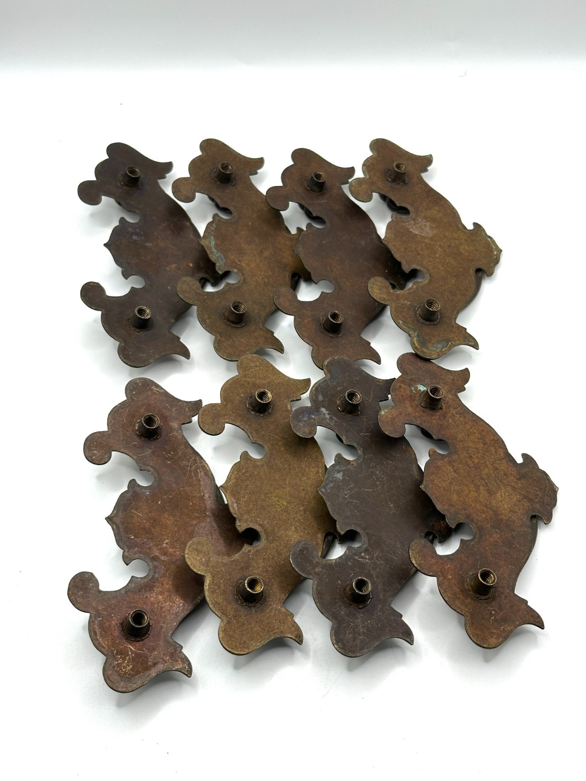 Vintage 8 Brass Chippendale-Style Batwing Drop Handle Drawer Pulls