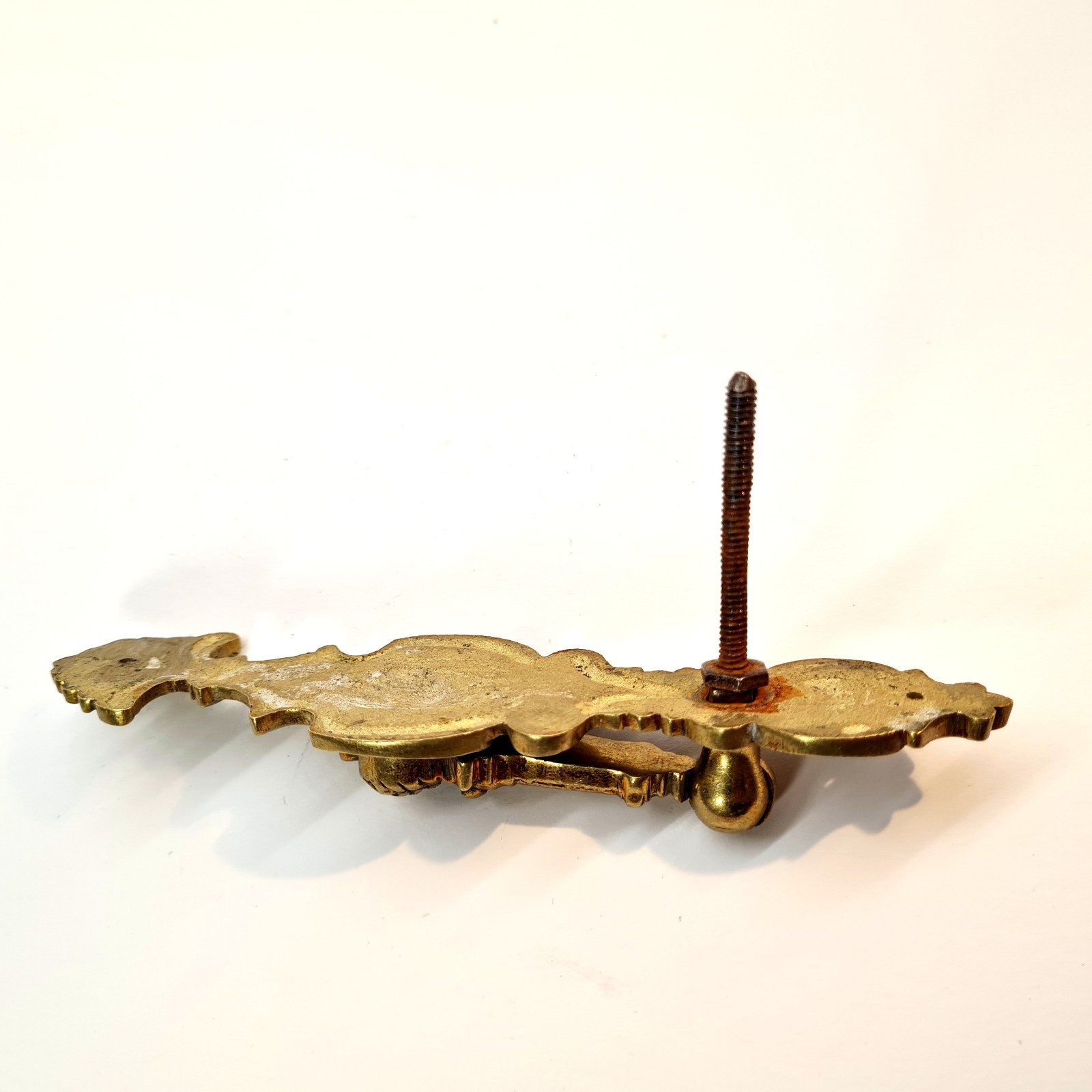 Antique Brass Drop Drawer Pull, Ornate Dresser Handle, Cabinet Wardrobe Hardware