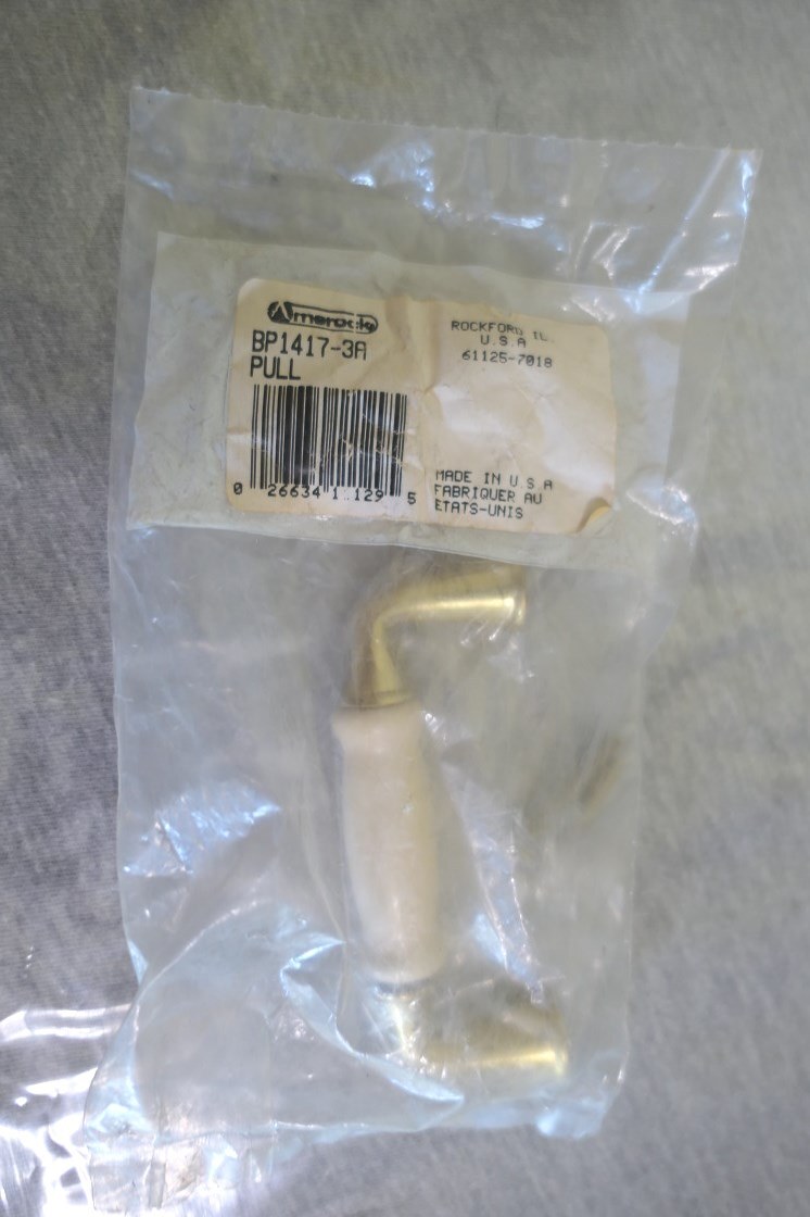 NOS Amerock Brass & Ceramic Cabinet Dresser Sideboard Drawer Pull Handle 3.25″ L