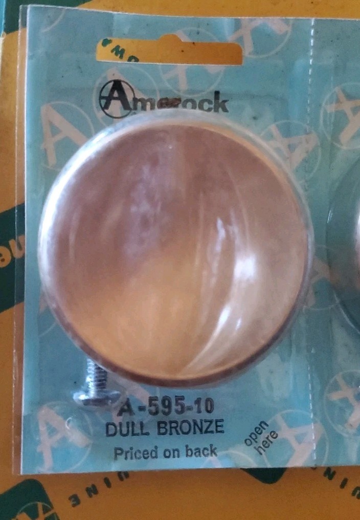 2 Vtg Nos 2″ Dull Bronz Drawer Knobs Concave Face Cabinet Door Amerock A-595-10