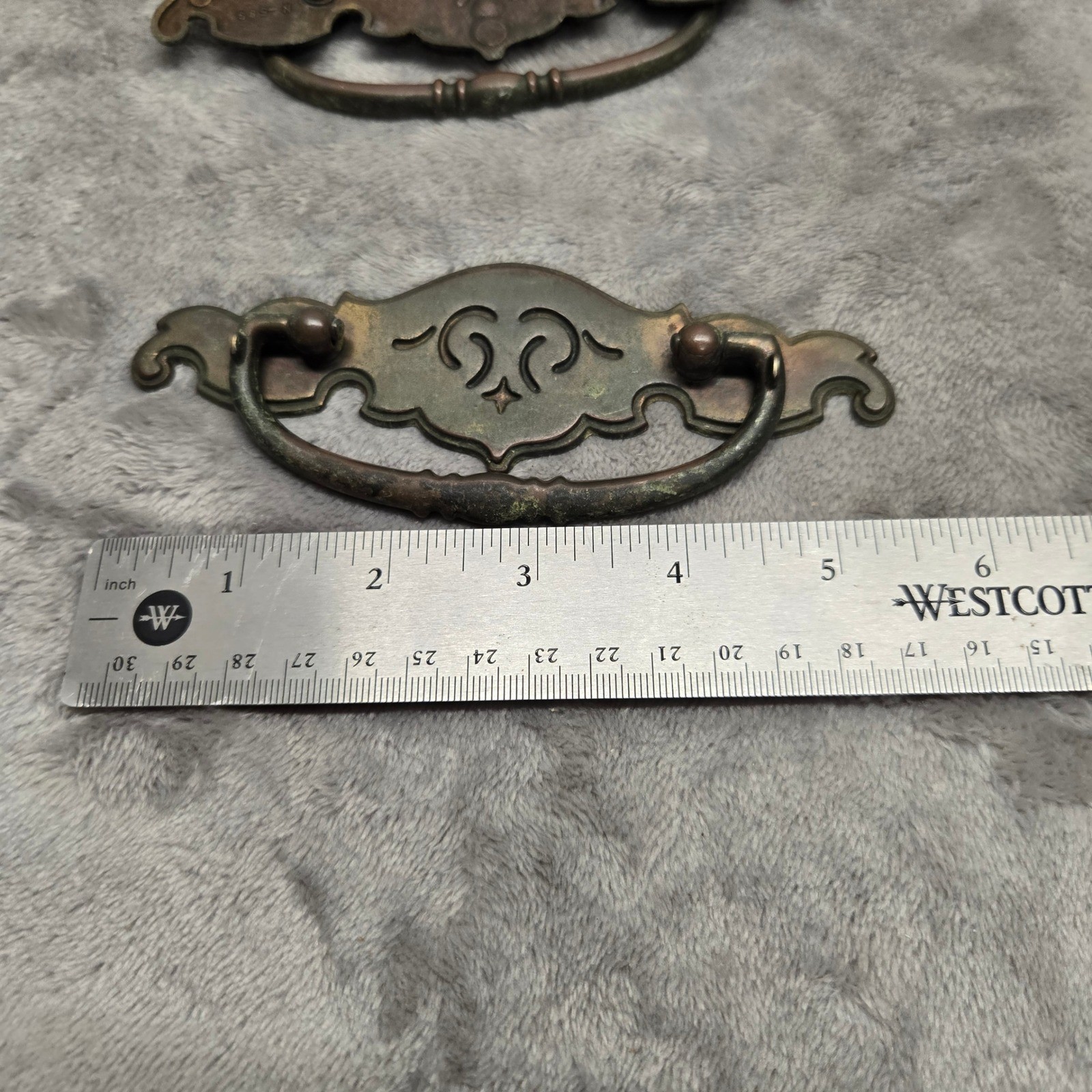 4 Keeler Brass Co KBC N-599 Vintage Bail Pull Drawer Handles Aged Brass 3″ CTC