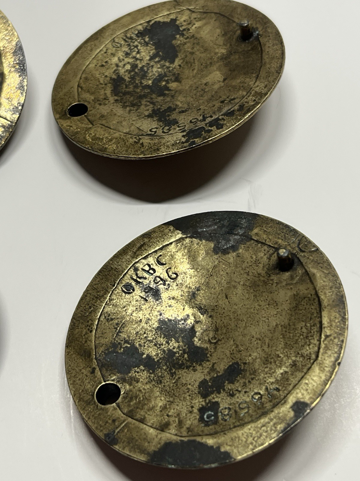 Vtg Lot (4) NOS KBC Heavy Brass Ornate Round Floral Drawer/Cabinet Backplates