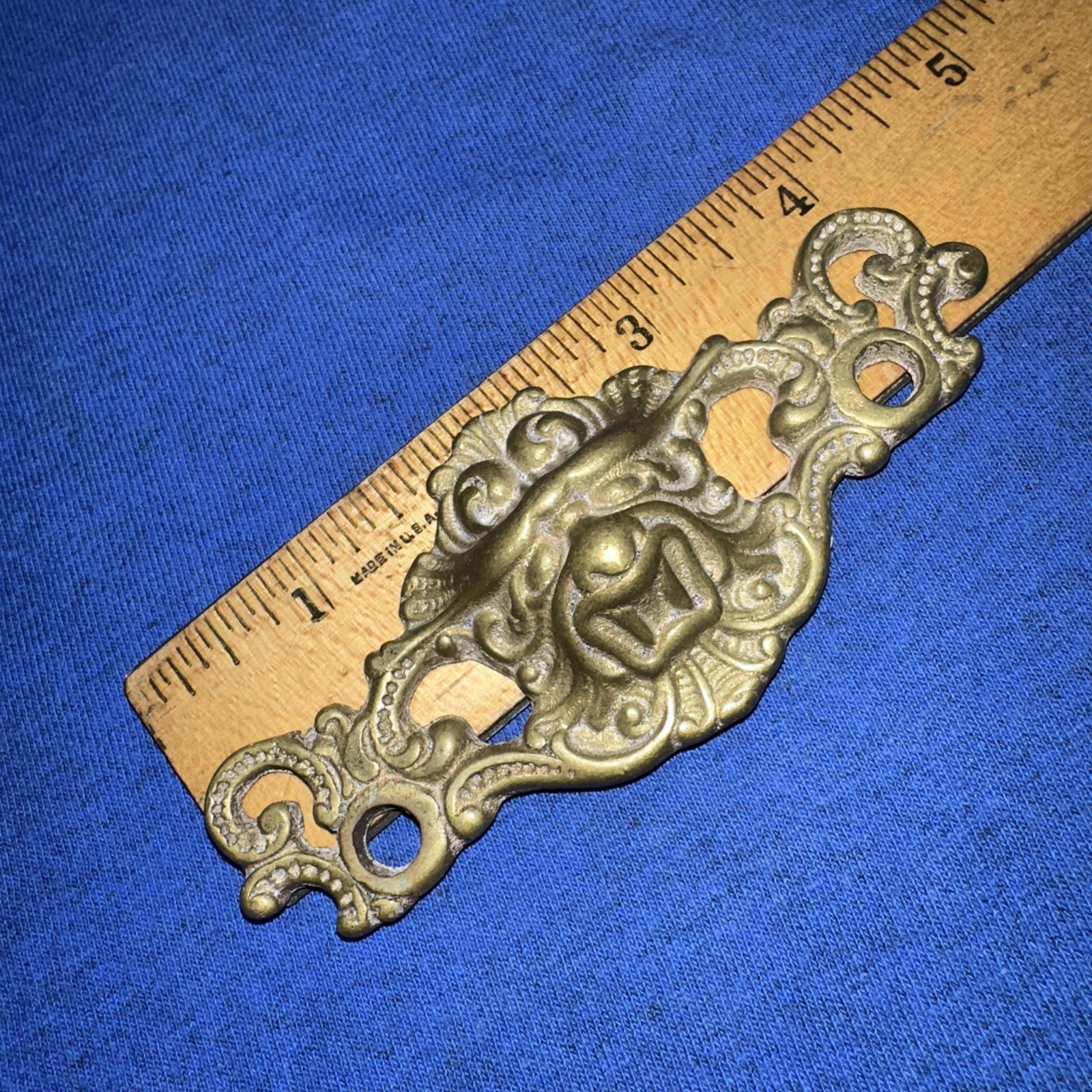 Vintage Brass Drawer Pull, cabinet Handle. Gargoyle Face Rare!! Antique