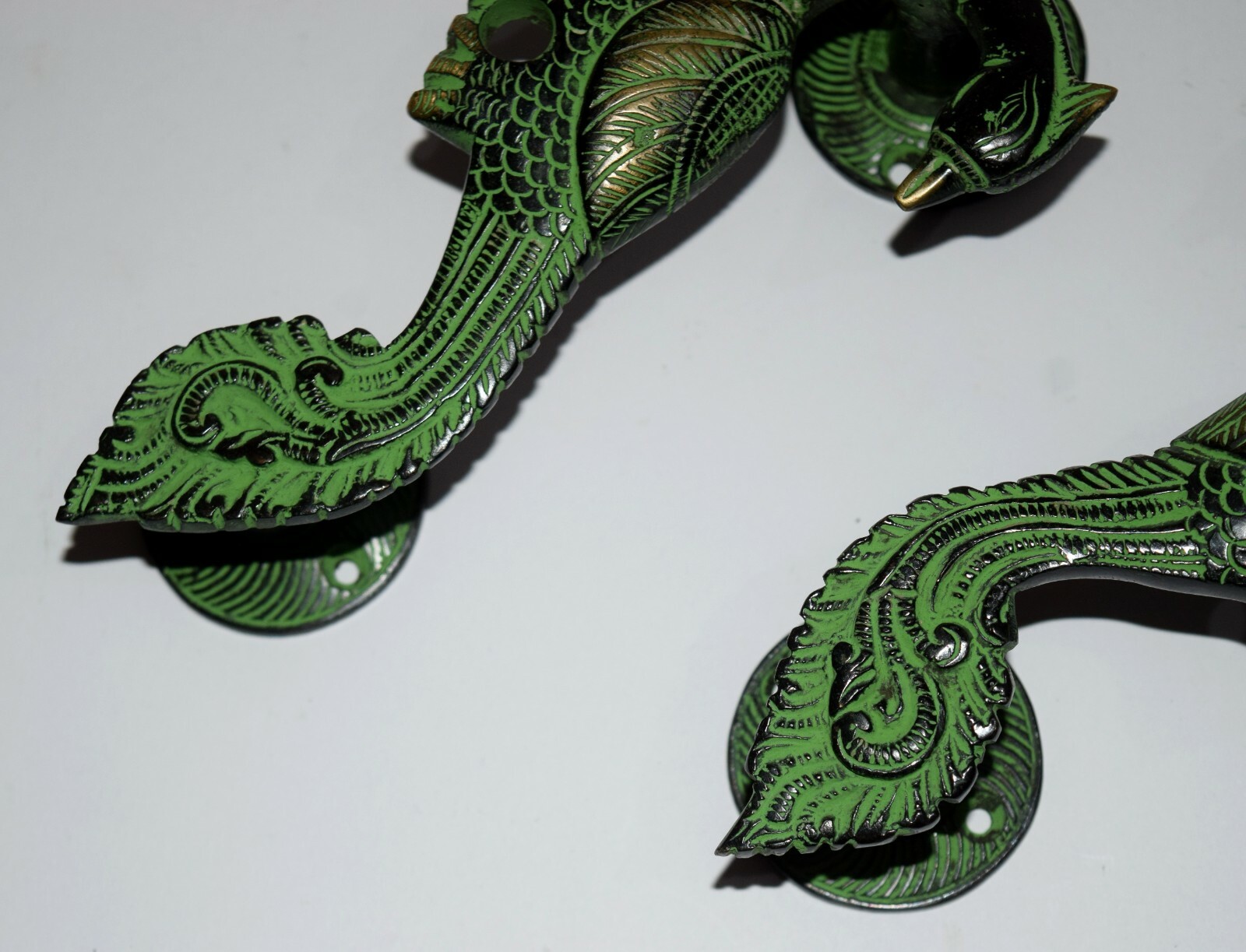 Brass Peacock Door Handle Hand Carved Peafowl Door Pull Restaurant Welcome HK196