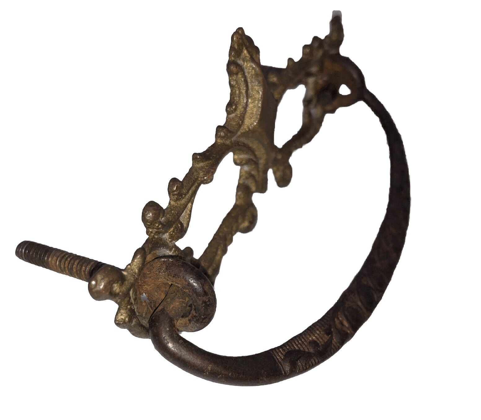 Vintage Ornate Brass Drawer Pull Bail Drop Hardware Furniture Restoration