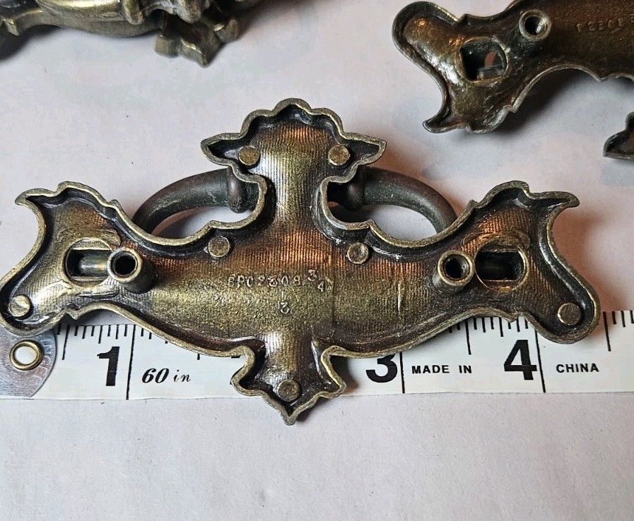 Vintage Keeler Brass Co KBC P2308 Chippendale Bail Pulls 2-1/4″ Center Set of 7