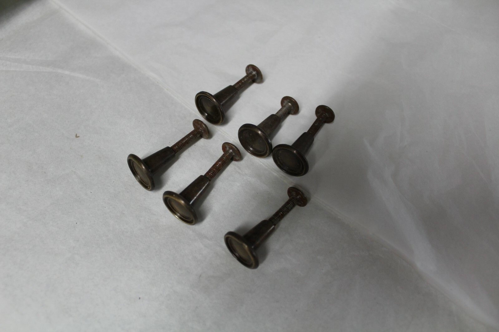 6 Old Brass Stacking Barrister Bookcase Knobs drawer Pulls Hardware handle buton